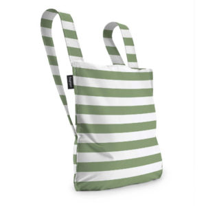 Notabag Original Reusable Shopping Tote Backpack Olive Stripes