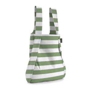 Notabag Original Reusable Shopping Tote Backpack Olive Stripes